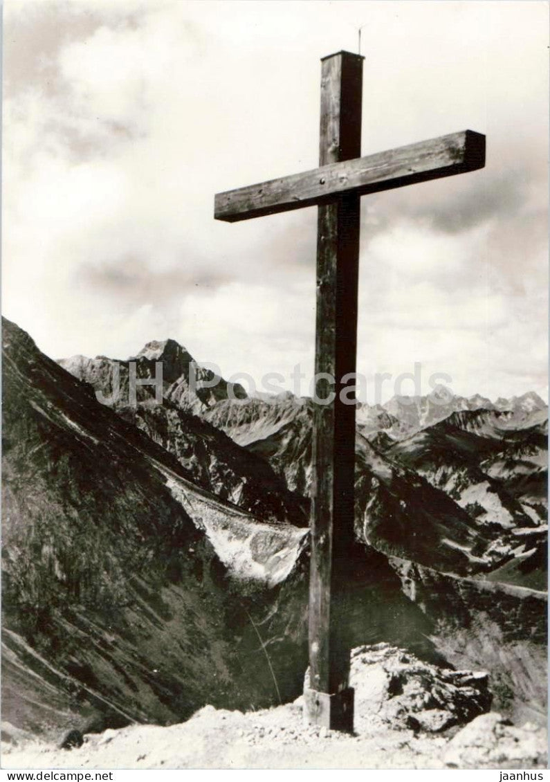 Kleinwalsertal - Kanzelwand Gipfel - Blick auf Widderstein - alpine panorama - peaks - old postcard - Austria - unused - JH Postcards