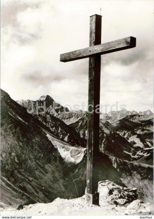 Kleinwalsertal - Kanzelwand Gipfel - Blick auf Widderstein - alpine panorama - peaks - old postcard - Austria - unused - JH Postcards
