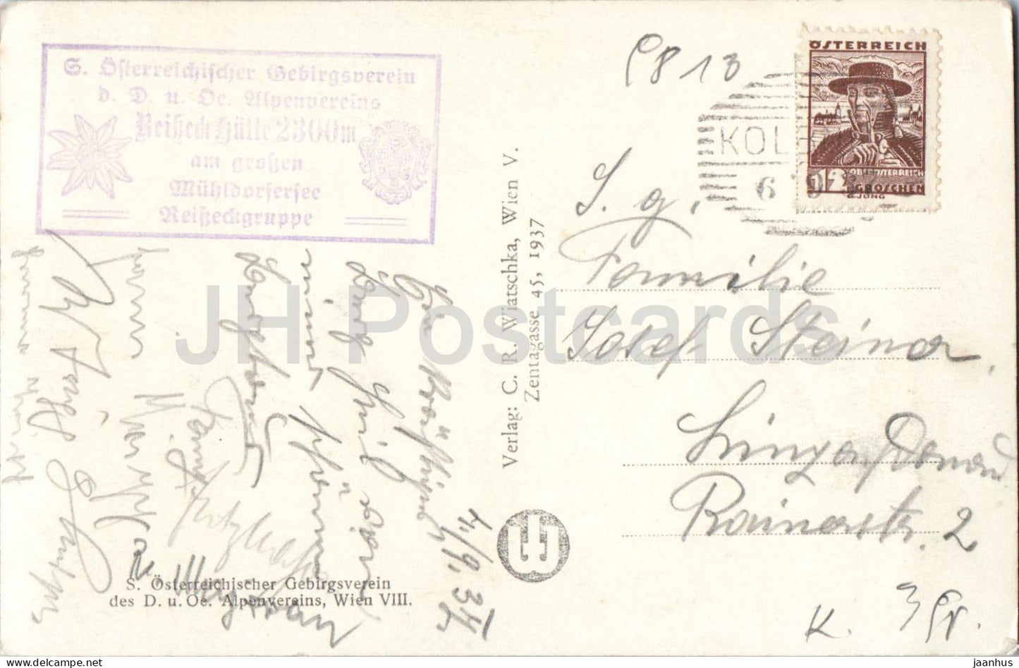 Reisseckhutte 2300 m au Muhldorfersee mit Kl. Leiter Rausch Turm u. Seescharte - 1261 - 1937 - Autriche - d'occasion 