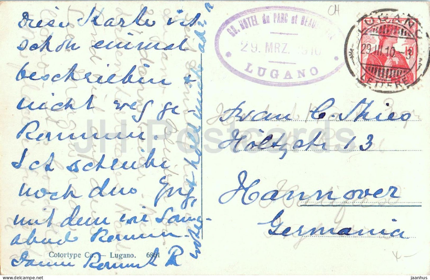 Lugano Cattedrale di San Lorenzo e Val Colla - cathedral - Alps - 6861 - old postcard - 1910 - Switzerland - used