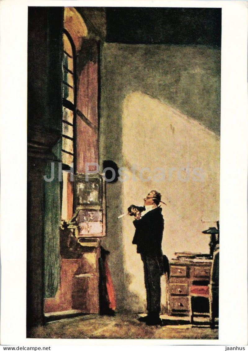 painting by Carl Spitzweg - The Scribe - Der Schreiber - German art - 1962 - Germany DDR - unused - JH Postcards