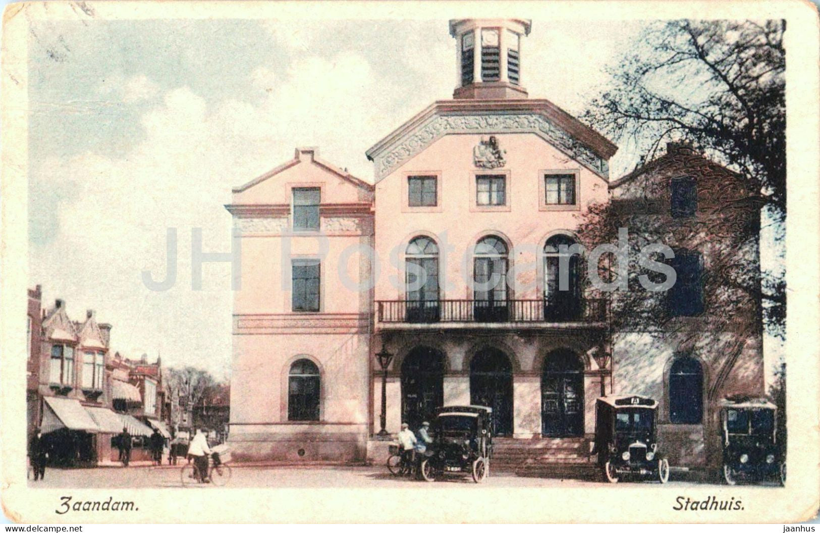 Zaandam - Stadhuis - Town Hall - old car - old postcard - Netherlands - used - JH Postcards