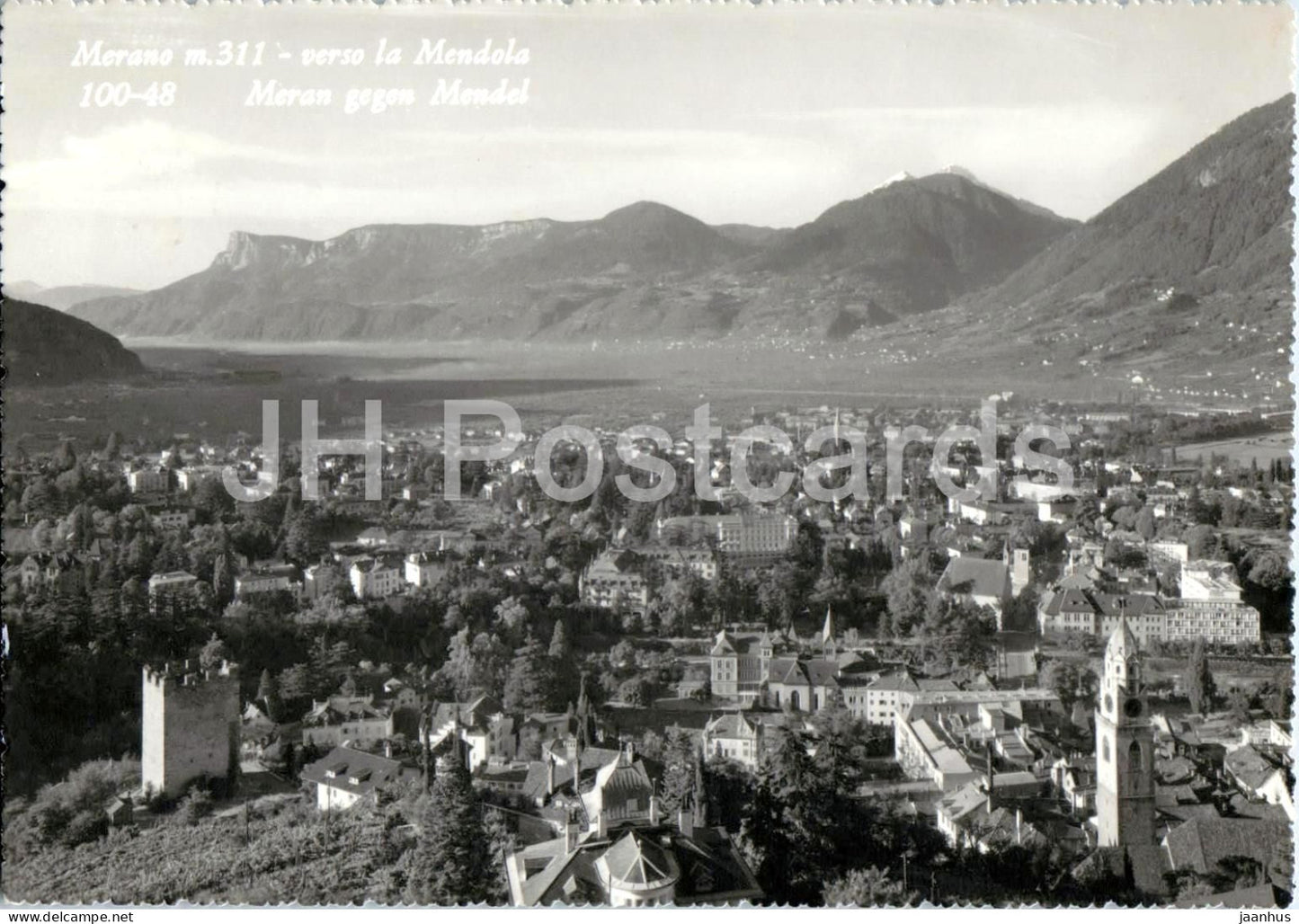 Merano m. 311 - verso la Mendola - Meran gegen Mendel - Alps - mountains - 100-48 - 1966 - Italy - used - JH Postcards