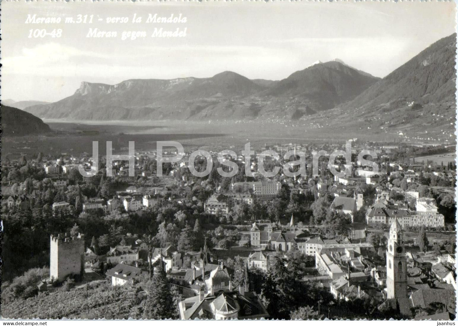 Merano m. 311 - verso la Mendola - Meran gegen Mendel - Alps - mountains - 100-48 - 1966 - Italy - used - JH Postcards