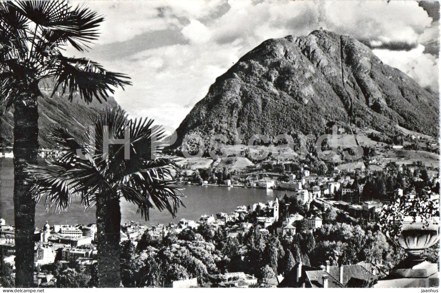 Lugano Monte S Salvatore - lake - mountains - Alps - 2988 - old postcard - 1954 - Switzerland - used - JH Postcards
