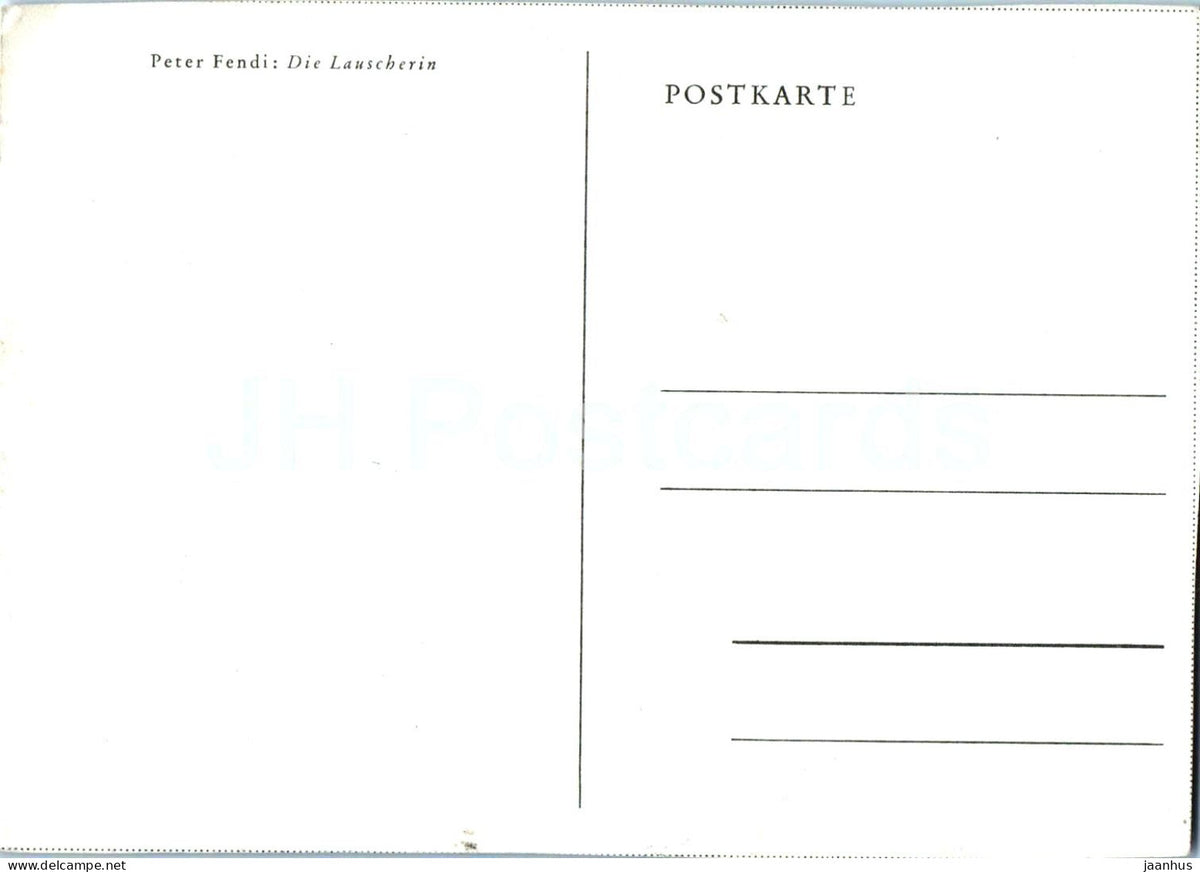 painting by Peter Fendi - The Eavesdropper - Die Lauscherin - Austrian art - Germany - unused