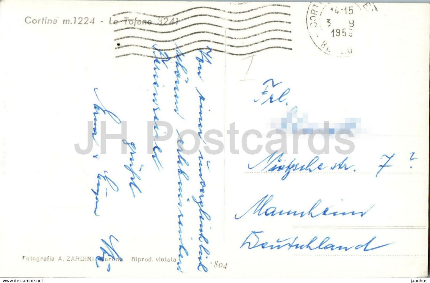 Cortina 1224 m - Le Tofane - mountains - alpine town - Alps - 804 - 1953 - Italy - used