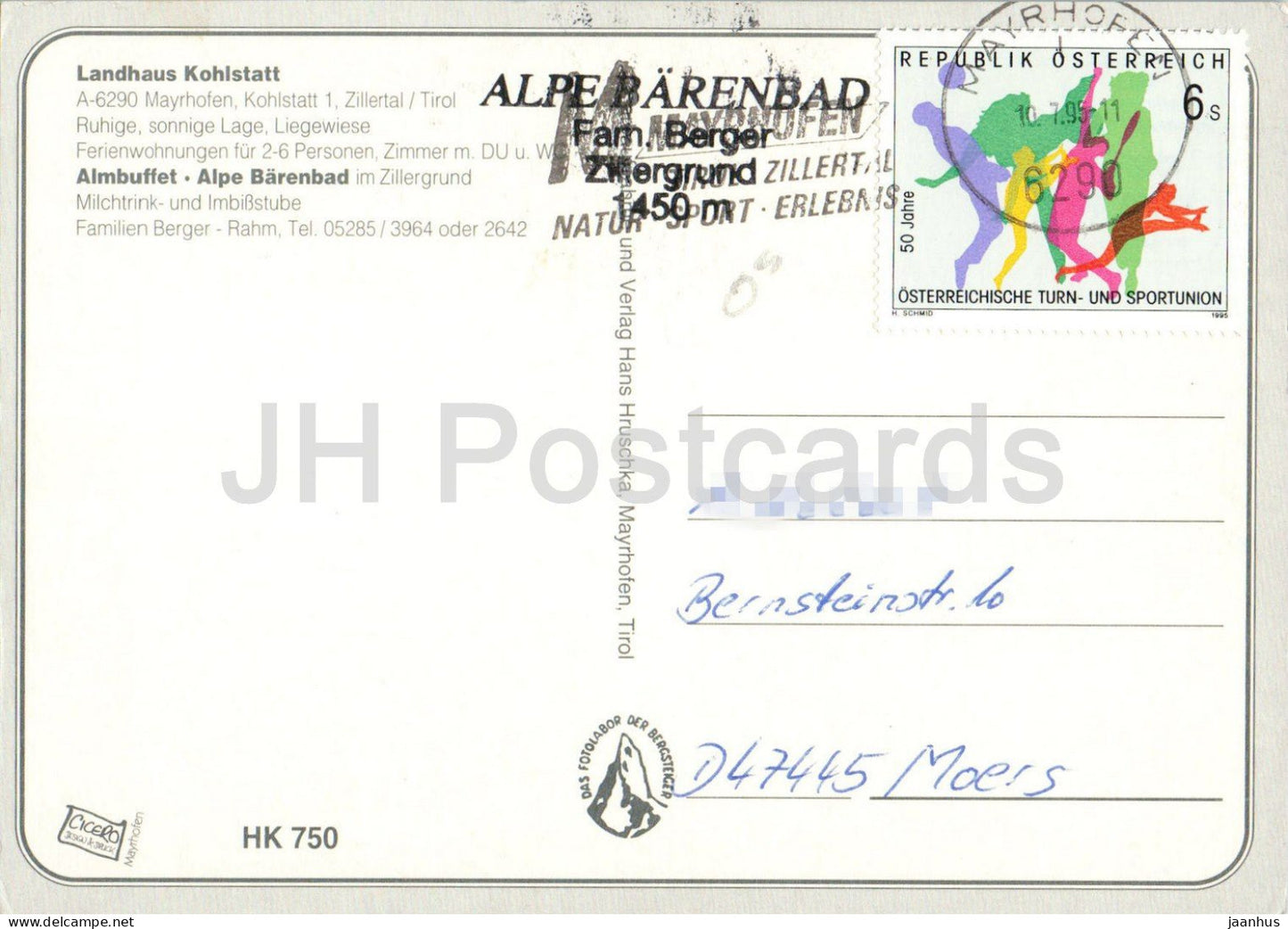 Landhaus Kohlstatt - Ferienwohnungen - Alpe Barenbad - Appartements de vacances - maison d'hôtes - HK 750 - 1995 - Autriche - utilisé 