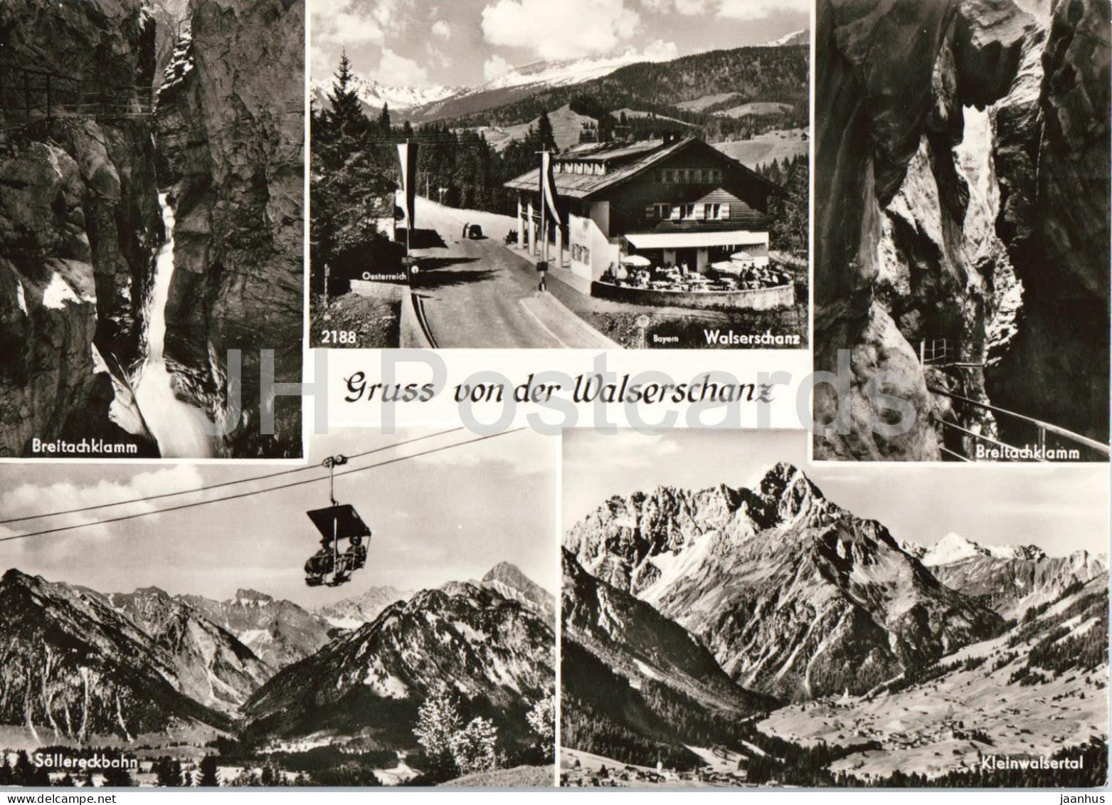 Gruss von der Walserschanz - Breitachklamm - Beltachklamm - Sollereckbahn - skilift - old postcard - Austria - unused - JH Postcards