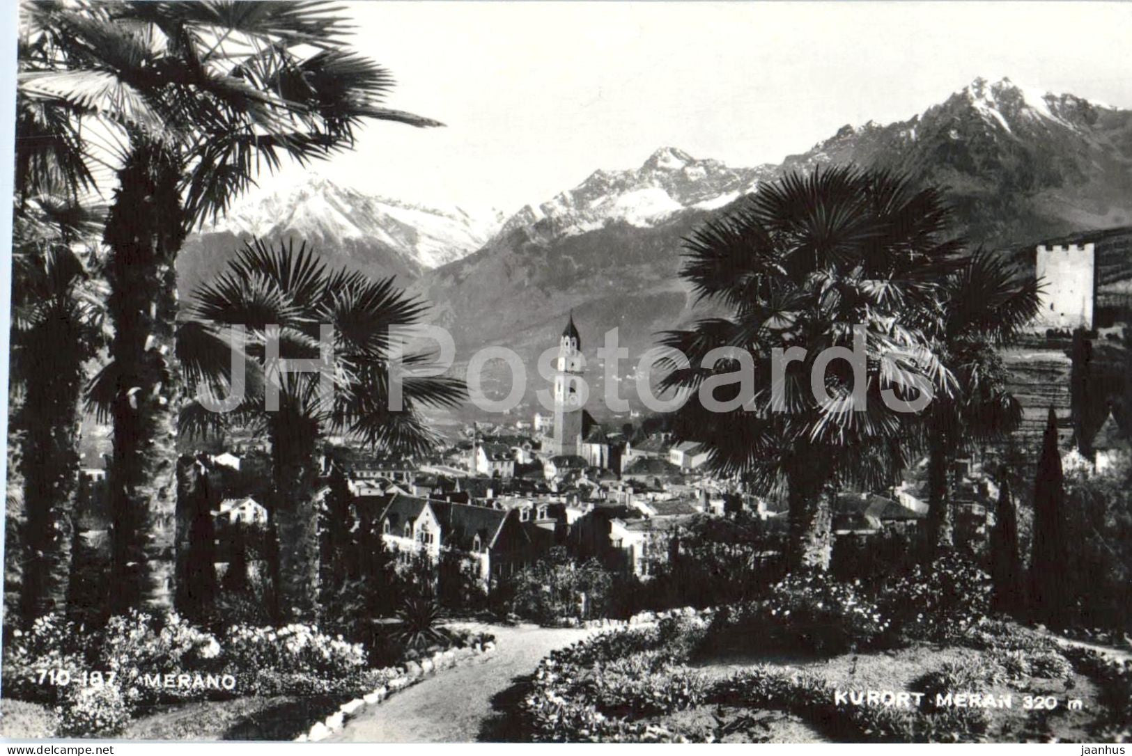 Merano m. 320 - Kurort Meran - alpine town - panorama - Alps - mountains - 710-187 - 1963 - Italy - used - JH Postcards