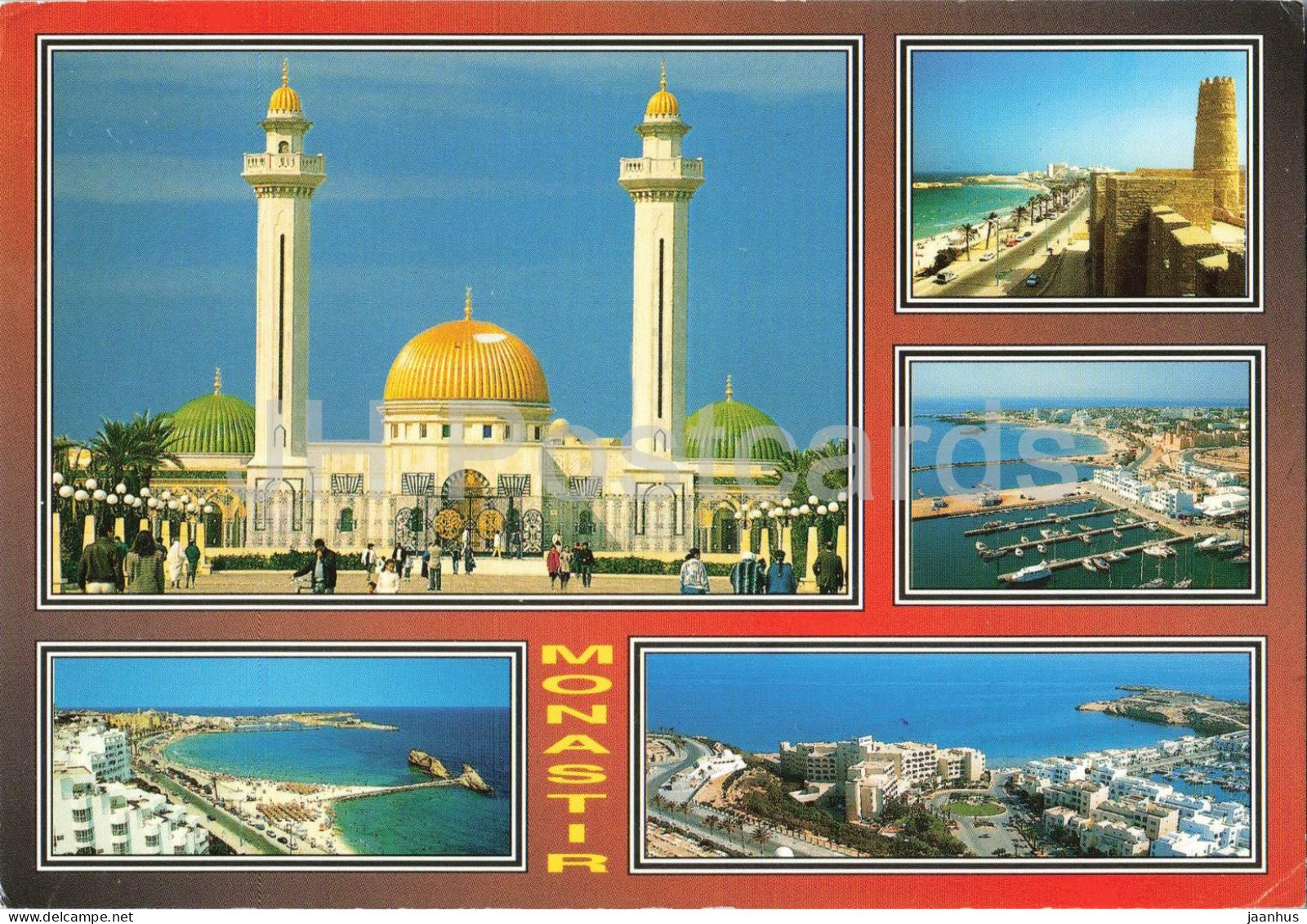 Monastir - mosque - marina - city views - multiview - 1999 - Tunisia - used - JH Postcards