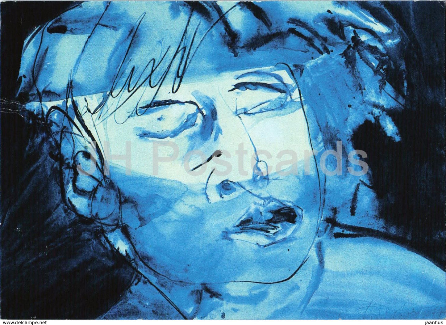drawing painting by Steffen Fischer - Blue Libertins - German art - 1998 - Germany - used - JH Postcards