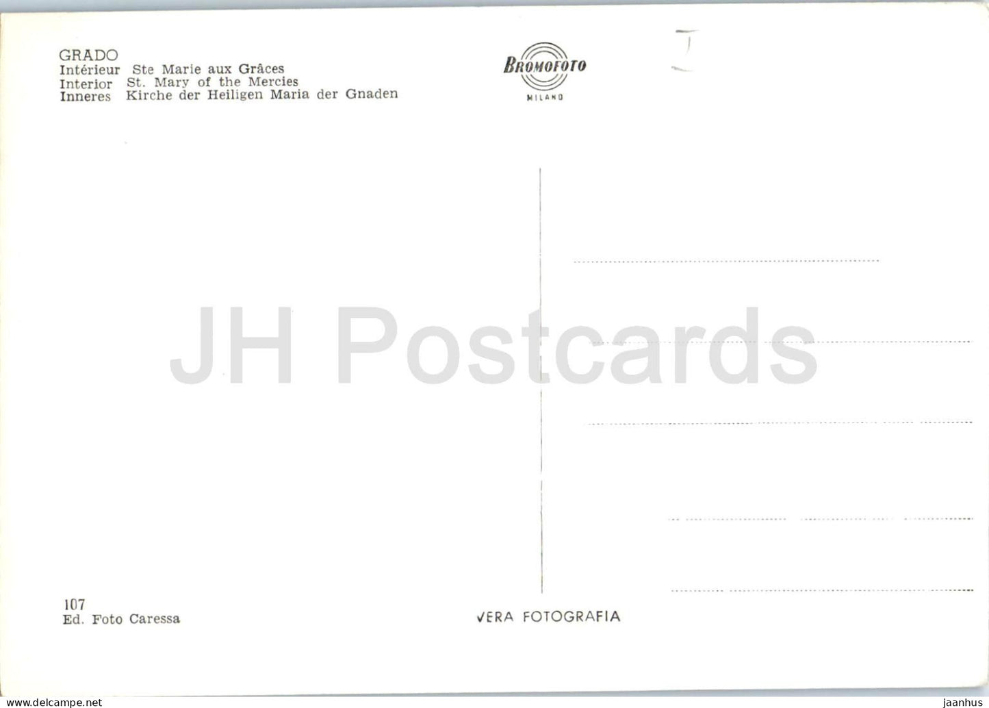 Grado - Interno S. Maria delle Grazie - Interior of St. Mary of the Graces - church 107 - old postcard - Italy - unused