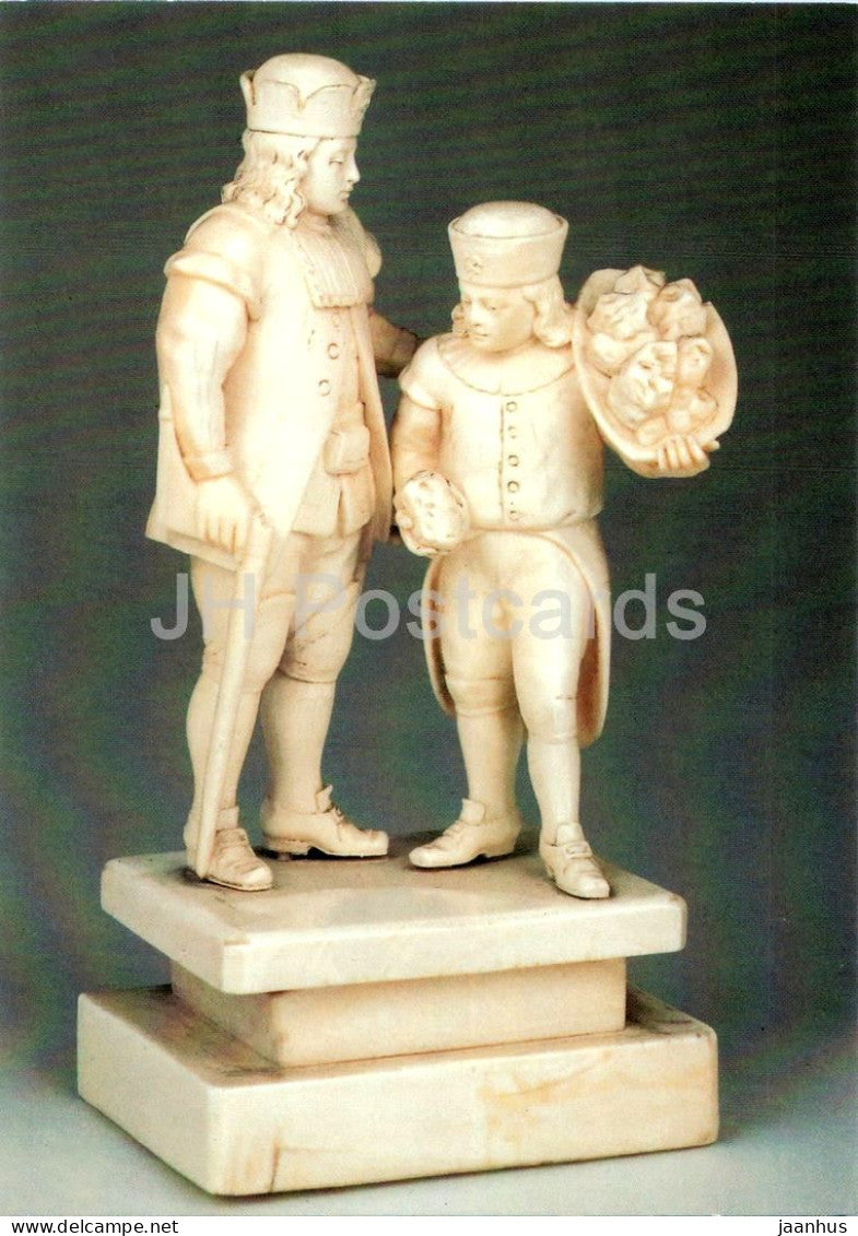 ivory carving - Mining Official and Picking Boy - Bergbeamter und Klaubejunge - mining - Germany - unused - JH Postcards