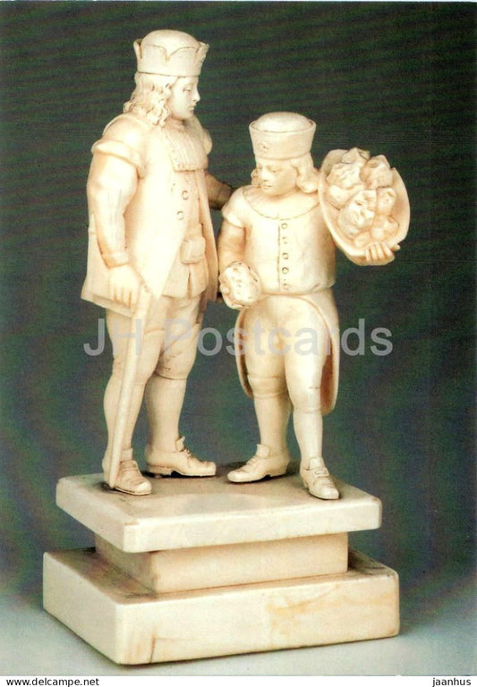 ivory carving - Mining Official and Picking Boy - Bergbeamter und Klaubejunge - mining - Germany - unused - JH Postcards