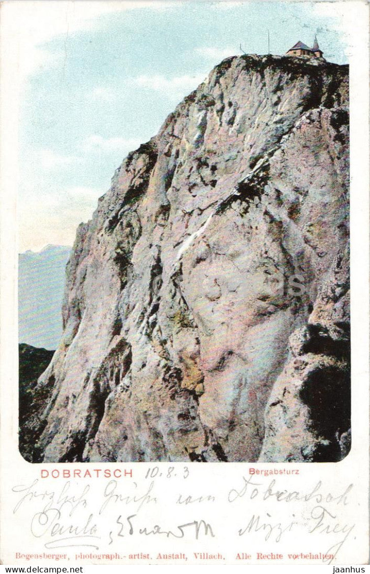 Dobratsch Bergabsturz - mountains - alpine view - Villacher Alpenhaus - old postcard - 1903 - Austria - used - JH Postcards