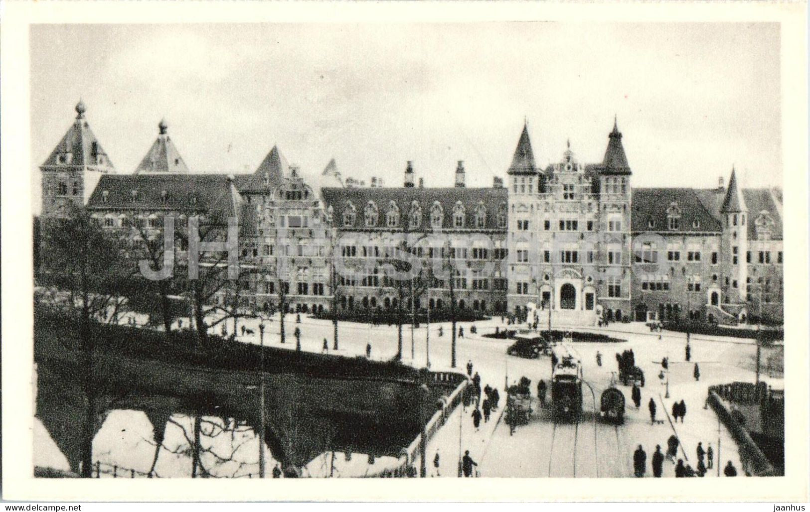 Amsterdam Tropen - Museum - museum building - bridge - tram - old postcard - Netherlands - unused - JH Postcards