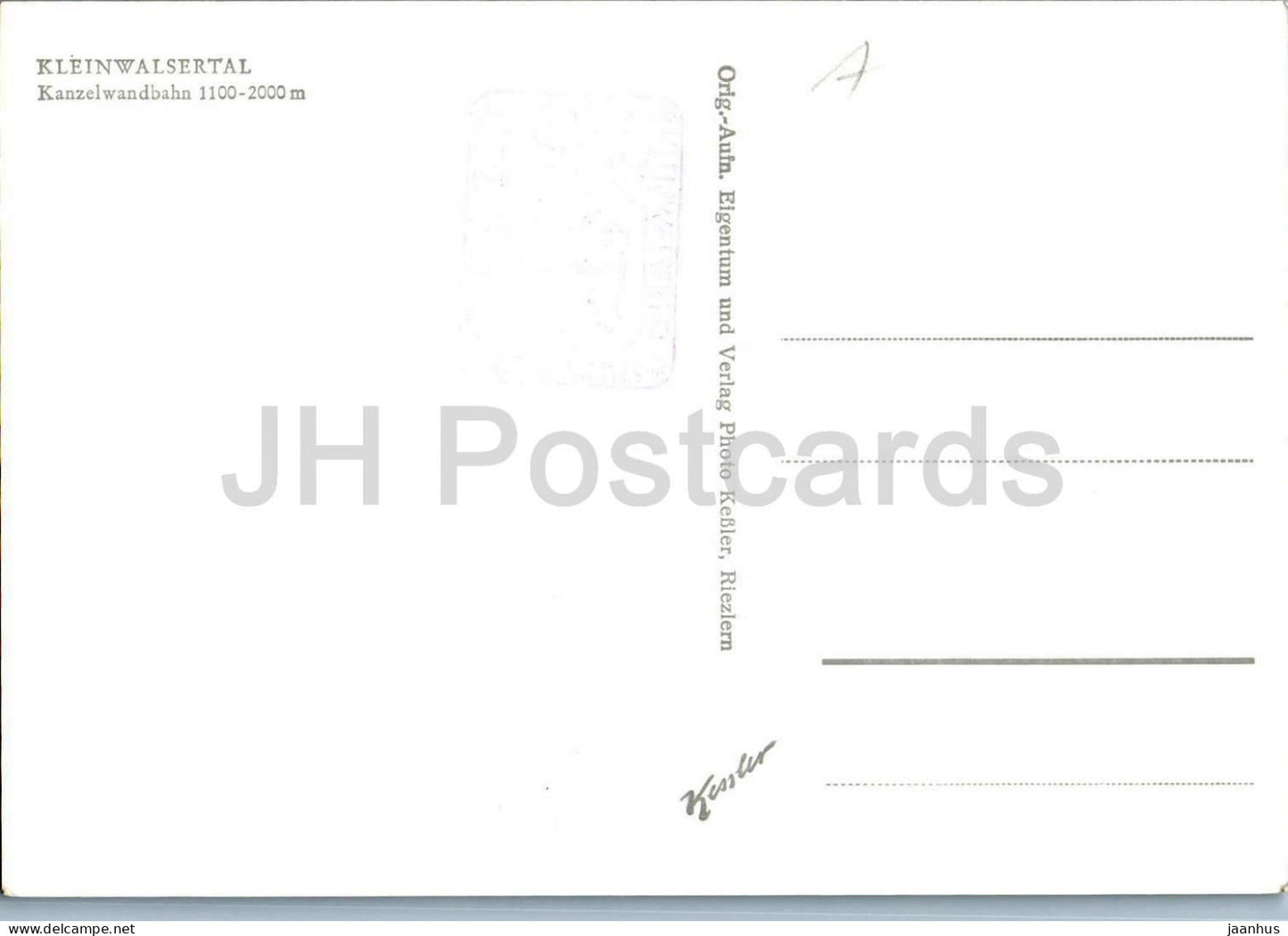 Kleinwalsertal Kanzelwandbahn 1100-2000 m - mountain station - alpine valley - car - old postcard - Austria - unused
