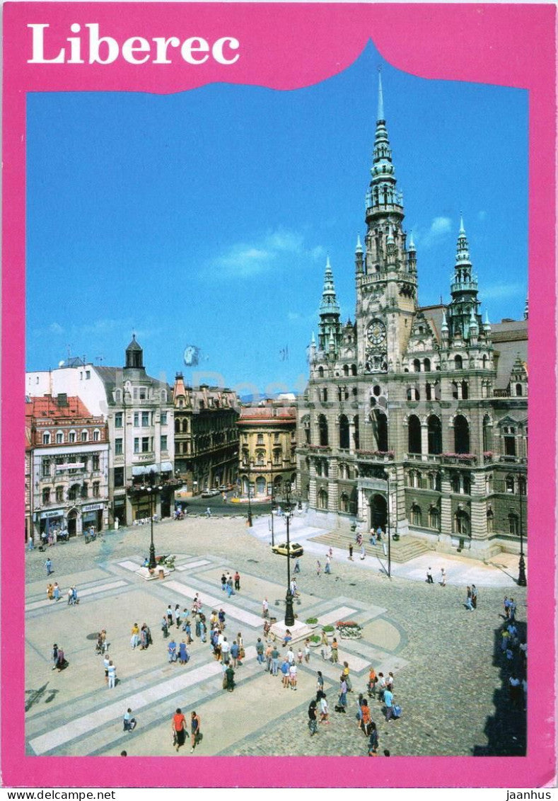 Liberec - town hall - Liberecka radnice - Benesovo namesti - square - 1990s - Czech Republic - Czechoslovakia - used - JH Postcards