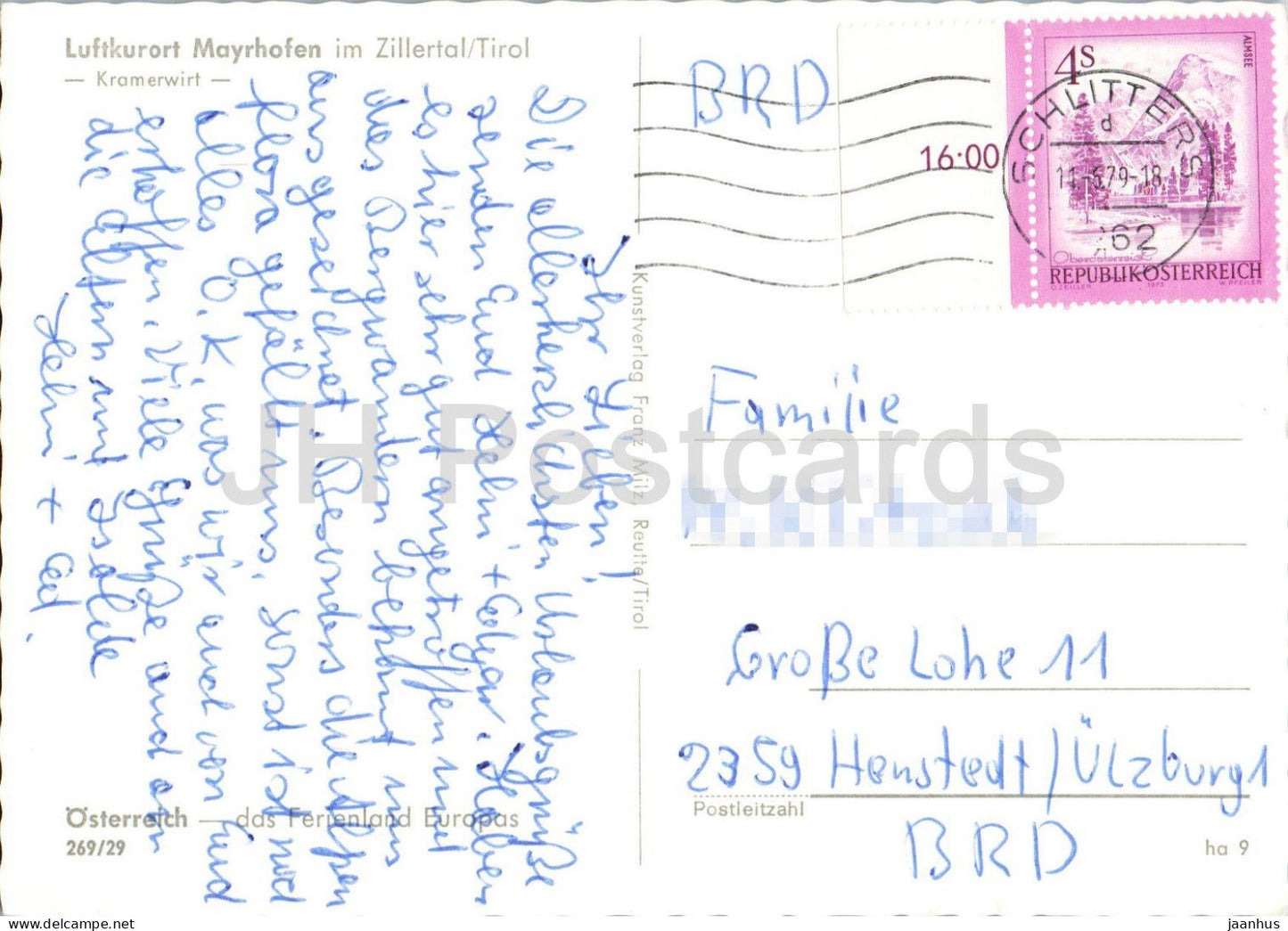 Luftkurort Mayrhofen im Zillertal - Kramerwirt - Tirol - Stadtplatz - Kirche - Auto - 269/29 - 1994 - Österreich - gebraucht 