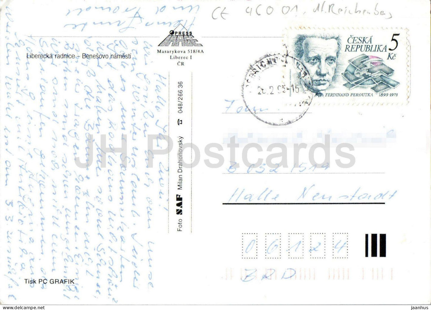 Liberec - Hôtel de ville - Liberecka radnice - Benesovo namesti - place - années 1990 - République tchèque - Tchécoslovaquie - utilisé