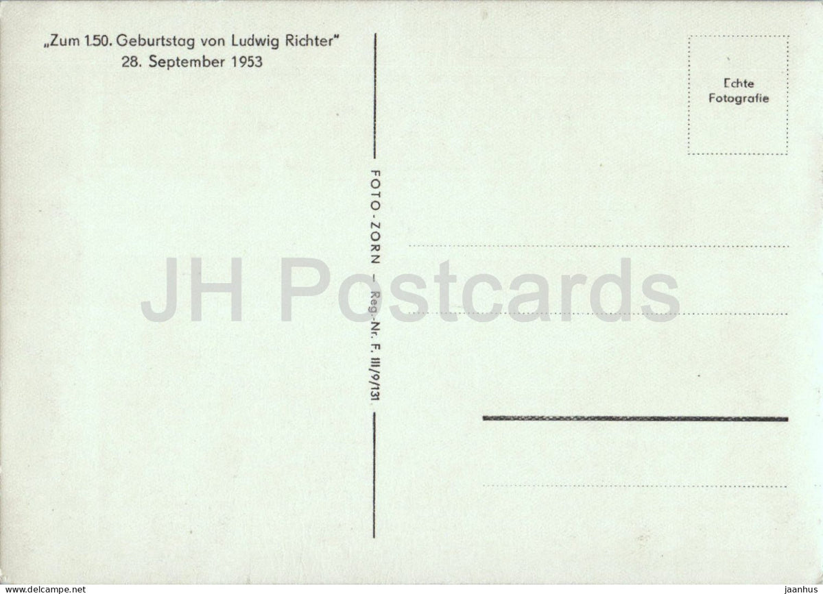 engraving by Ludwig Richter - Vom Christmarkte in Dresden - German art - old postcard - 1953 - Germany DDR - unused