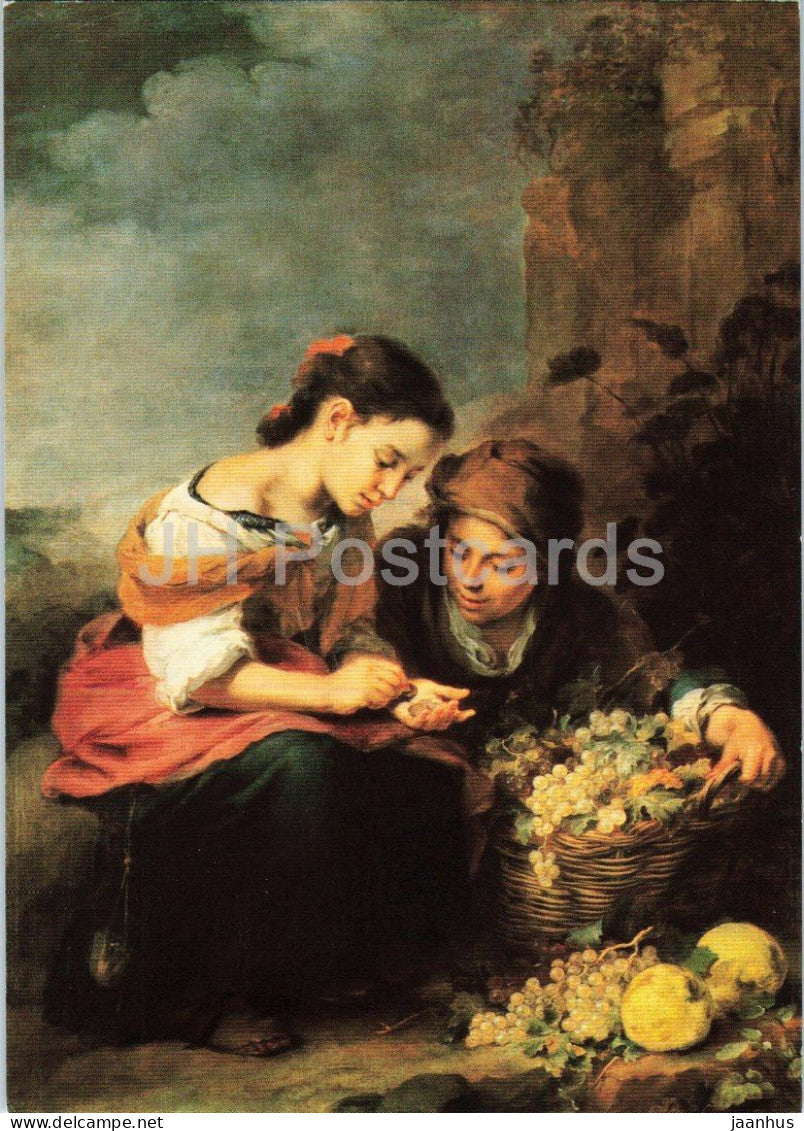 painting by Bartolome Esteban Murillo - Die Kleine Obsthandlerin - Small Fruiterer - Spanish art - Switzerland - unused - JH Postcards
