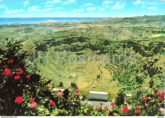 Tafira Alta - Gran Canaria - Caldera de Bandama - volcanic crater - panorama - flowers - 1162/52 - 1984 - Spain - unused - JH Postcards