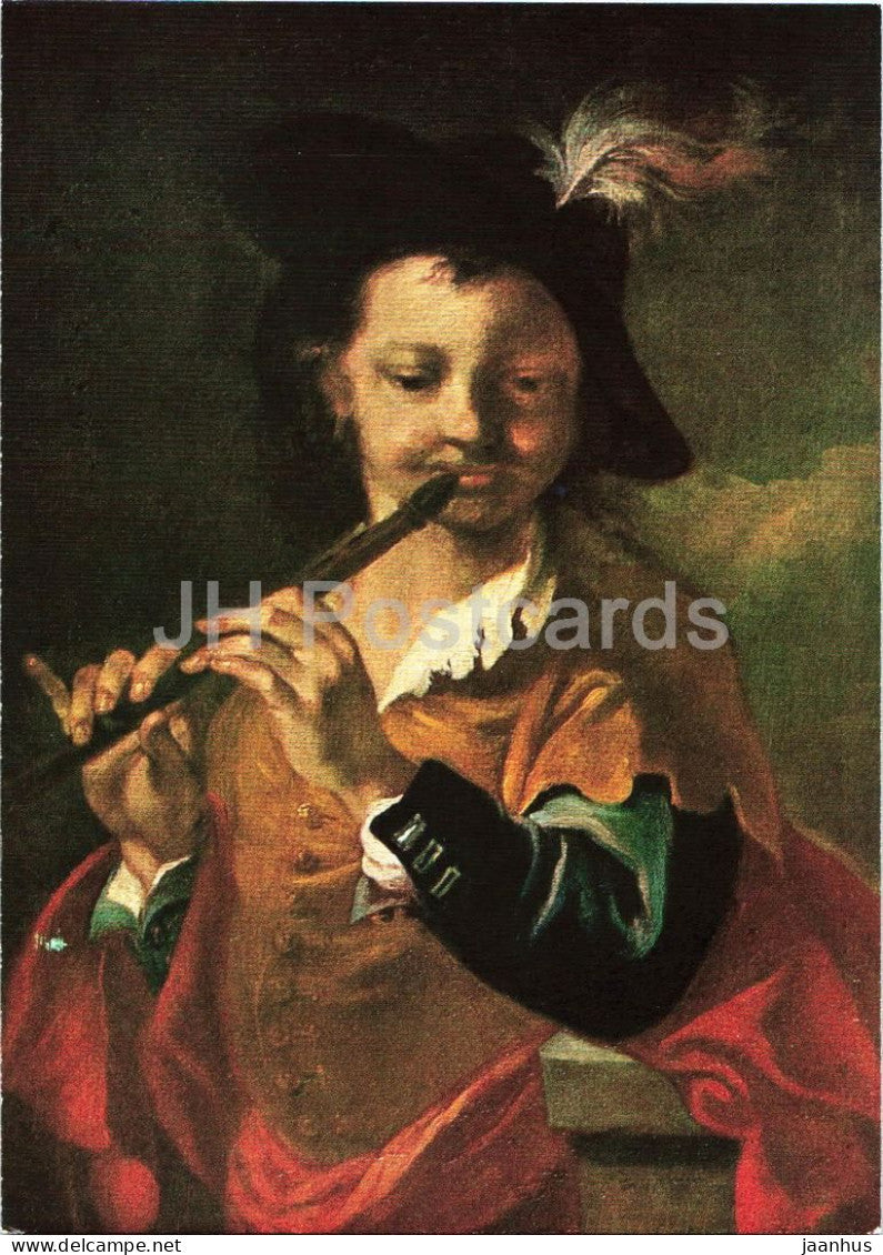 painting by Andreas Brugger - Flotenspieler - Flute Player - German art - 6021 - Germany - unused - JH Postcards