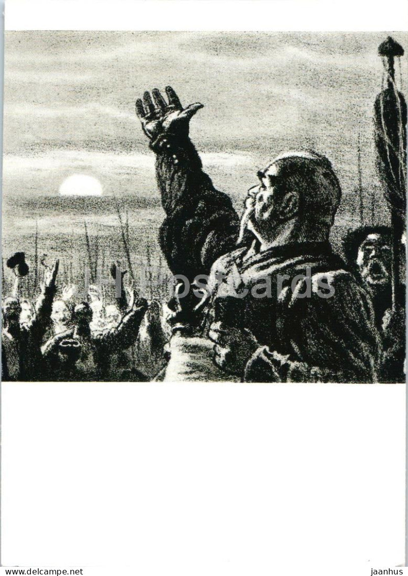 Taras Bulba by N. Gogol -  Zaporozhian Cossack - 3 - illustration by E. Kibrik - 1960 - Russia USSR - unused - JH Postcards