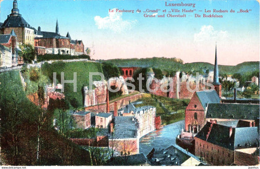 Luxembourg Le Faubourg du Grund et Ville Haute - Les Rochers du Bock - Feldpost old postcard - 1910 - Luxembourg - used - JH Postcards