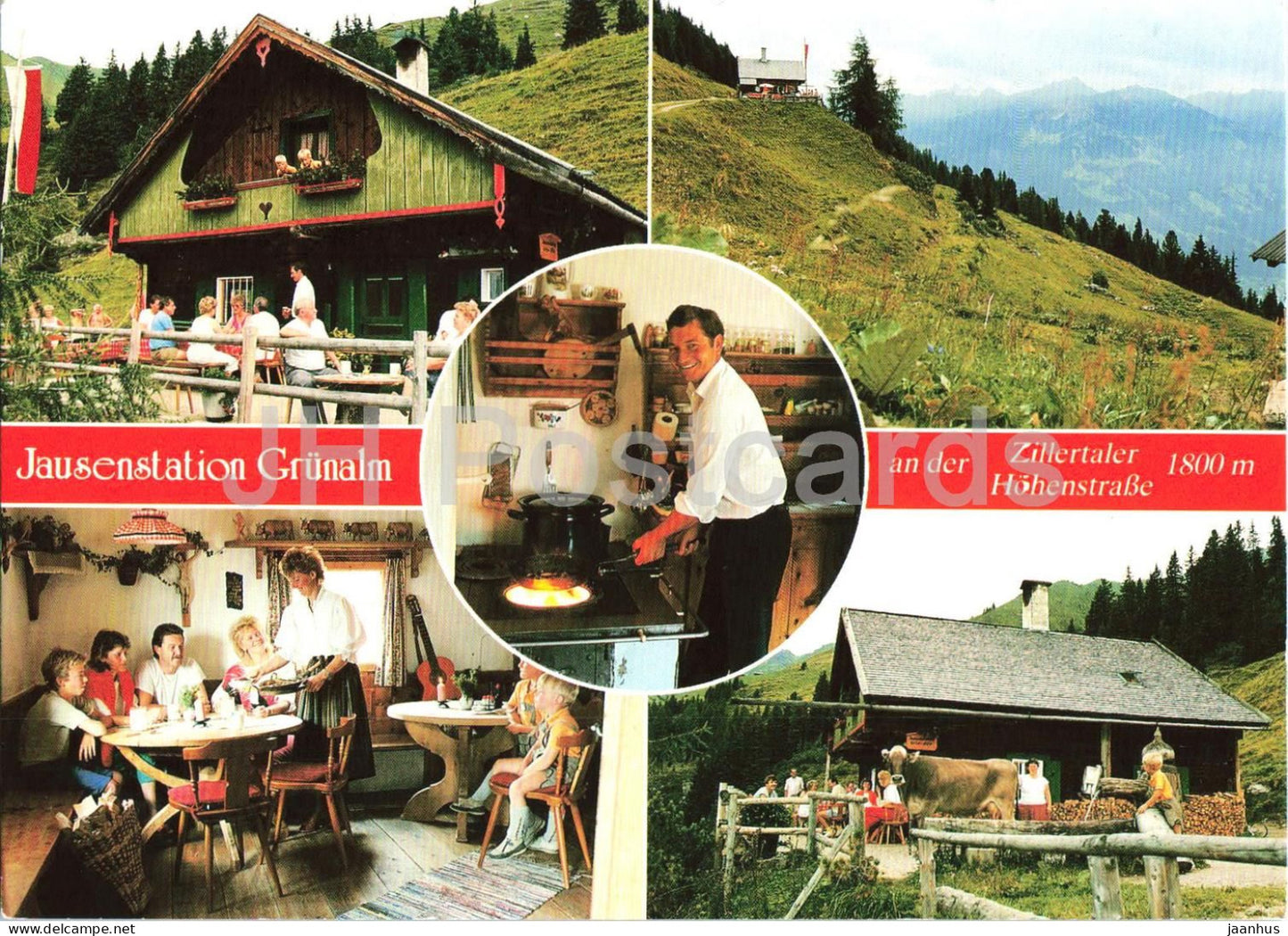 Jausenstation Grunalm an der Zillertaler Hohenstrasse - Metzgewirt - alpine hut - 1994 - Austria - used - JH Postcards