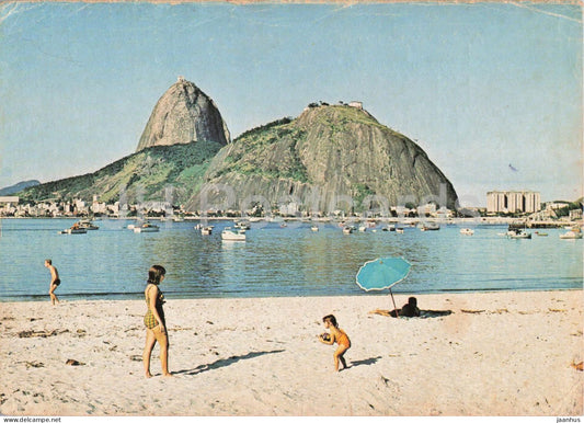 Rio de Janeiro - Sugarloaf Mountain - beach - mountain - 1975 - Brazil - used - JH Postcards
