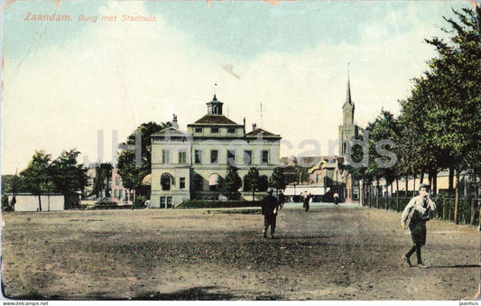 Zaandam - Burg met Stadhuis - Square with Town Hall - town square - military old postcard - 1918 - Netherlands - unused - JH Postcards