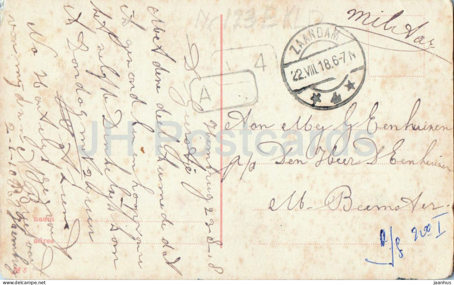 Zaandam - Burg met Stadhuis - Square with Town Hall - town square - military old postcard - 1918 - Netherlands - unused