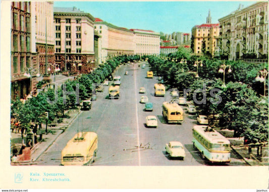 Kyiv - Khreshchatyk - bus - trolleybus - 1964 - Ukraine USSR - unused - JH Postcards