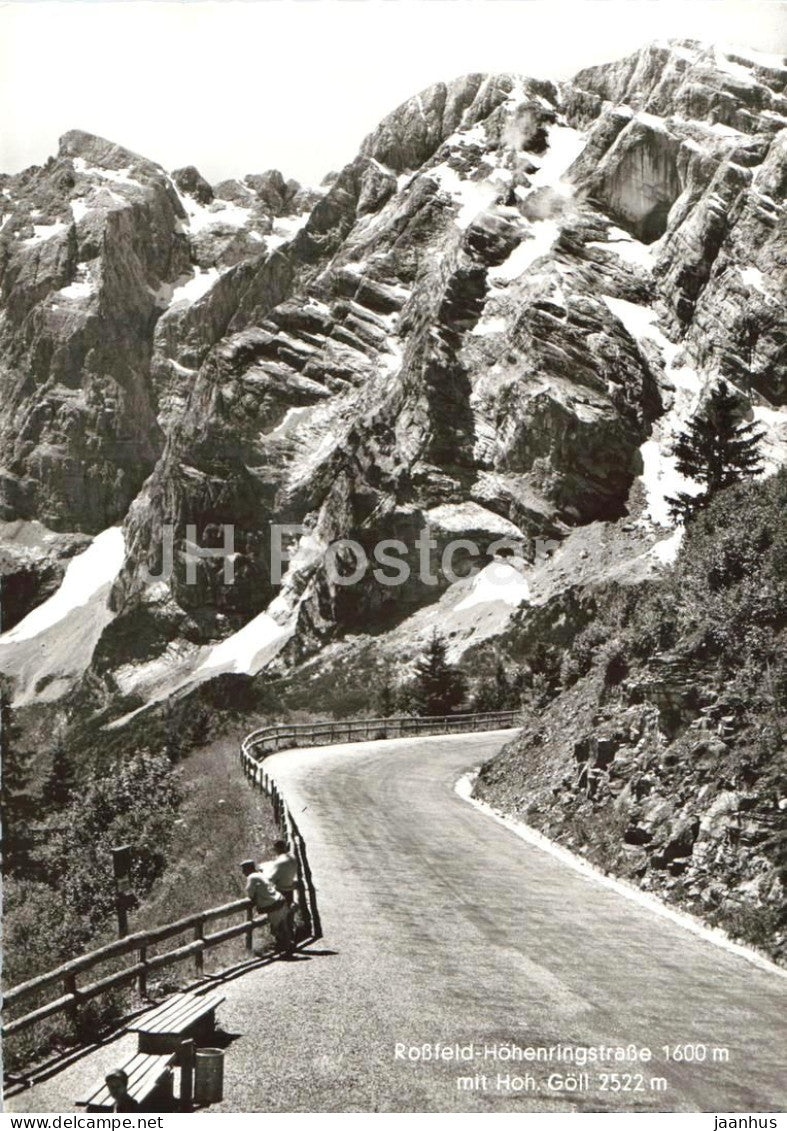 Rossfeld Hohenringstrasse 1600 m mit Hoh. Goll 2522 m - mountain road - old postcard - Germany - unused - JH Postcards
