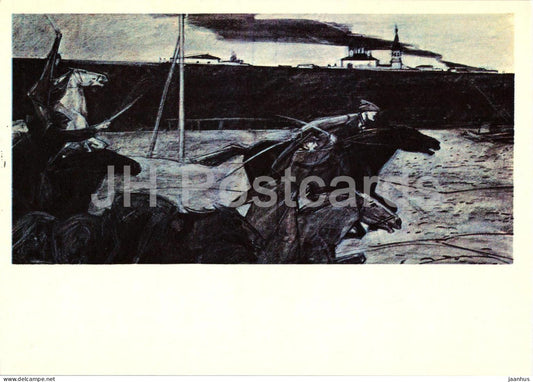 How the Steel Was Tempered by Ostrovsky - Attacking Cavalry - horse - illustration - 1974 - Russia USSR - unused - JH Postcards
