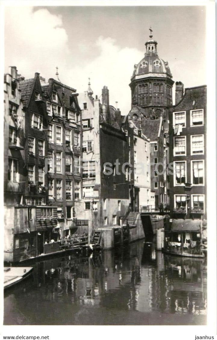 Amsterdam - t Kolkje - canal houses city view - old postcard - Netherlands - unused - JH Postcards