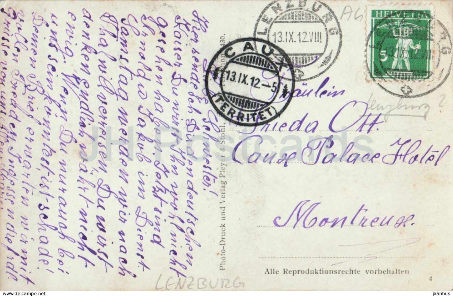 Kaiser Wilhelm II in Bern 6. september 1912 Emperor President Forrer - horse - old postcard - 1912 - Switzerland - used