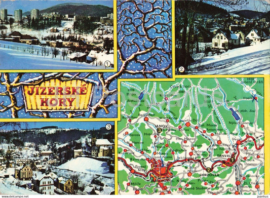 Jizerske Hory - Tanvald - Smrzovka - Tanvald nad Nisou - multiview - Czech Republic - Czechoslovakia - used - JH Postcards