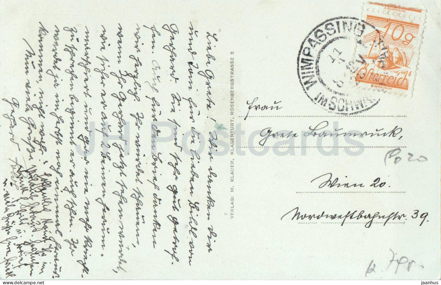 Klagenfurt - Burghof - château - 119 - carte postale ancienne - 1928 - Autriche - utilisée 