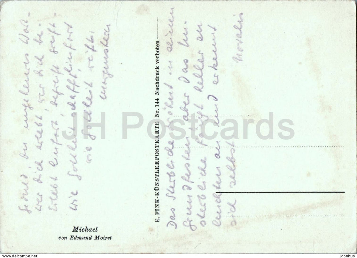 drawing by Edmund Moiret - Saint Michael and the Dragon - Michael - old postcard - German art - Germany - used