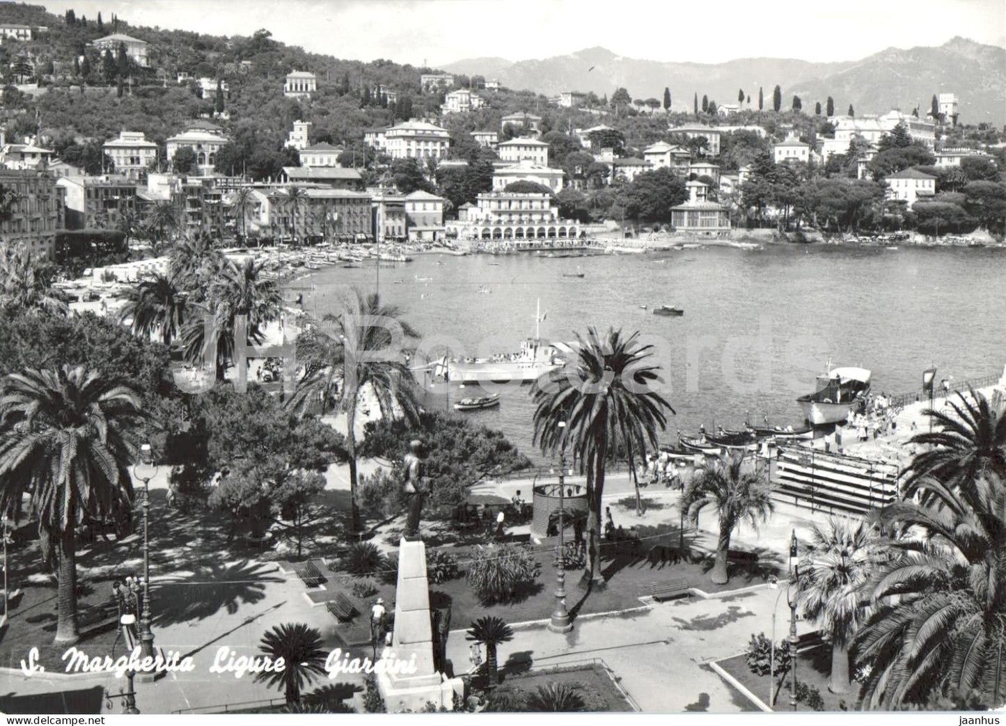 S. Margherita Ligure - Giardini - Gardens - harbor - palm trees - seaside town - 211 - old postcard - Italy - unused - JH Postcards