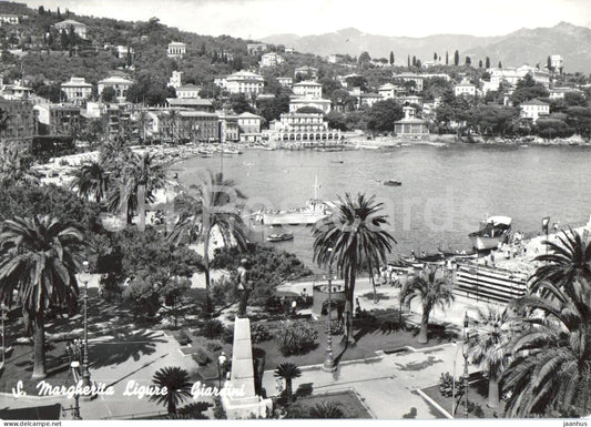 S. Margherita Ligure - Giardini - Gardens - harbor - palm trees - seaside town - 211 - old postcard - Italy - unused - JH Postcards