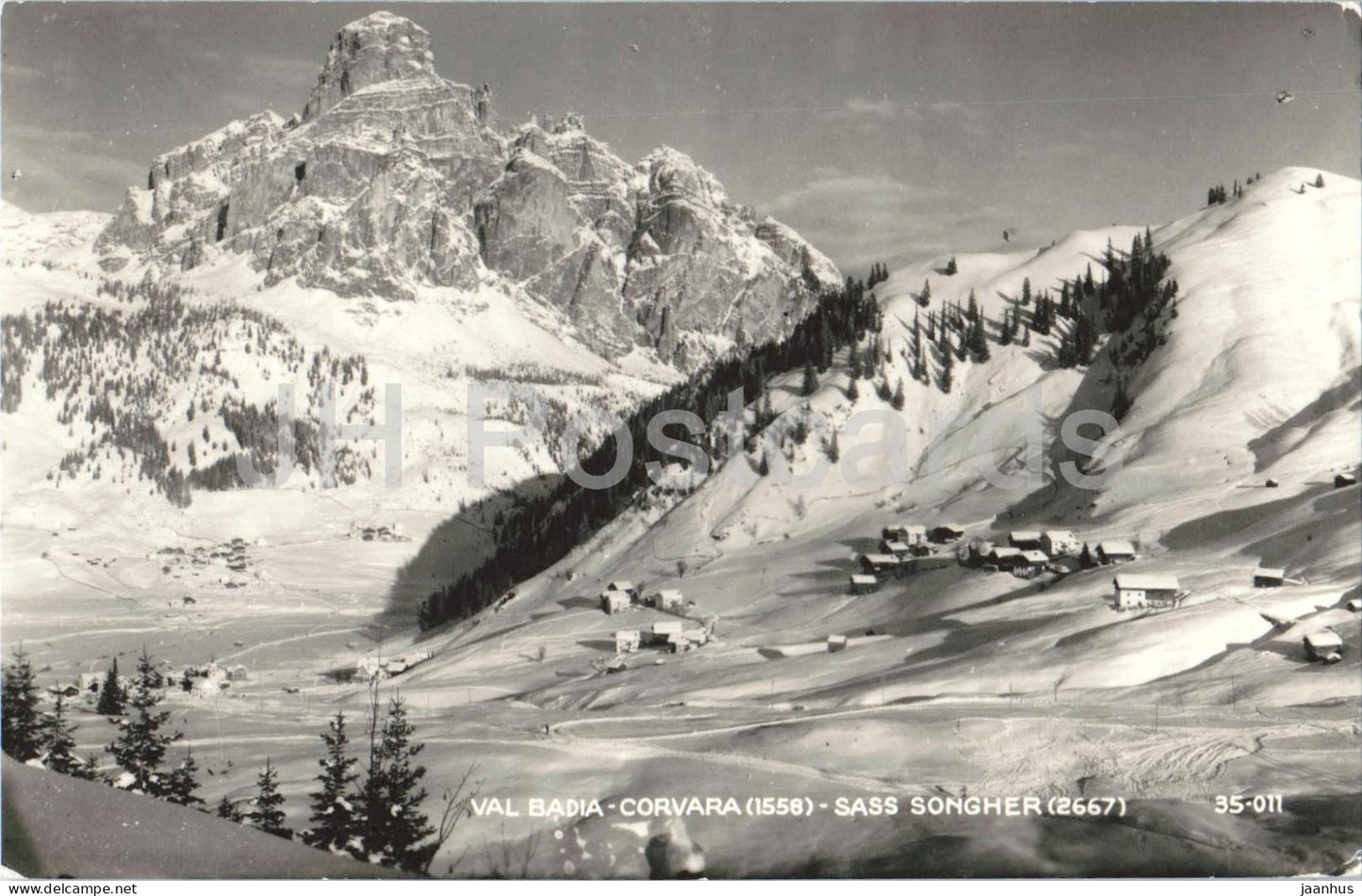 Val Badia - Corvara 1558 - Sass Songher 2667 1 Dolomites Alps - mountains - 35-011 - old postcard - 1956 - Italy - used - JH Postcards