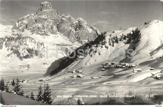 Val Badia - Corvara 1558 - Sass Songher 2667 1 Dolomites Alps - mountains - 35-011 - old postcard - 1956 - Italy - used - JH Postcards