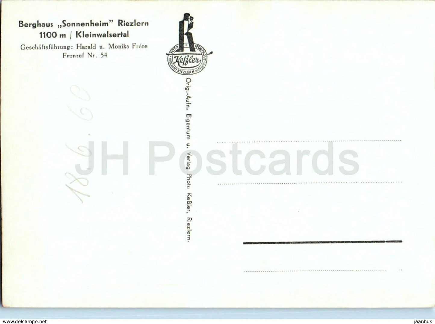 Berghaus Sonnenheim Riezlern au Kleinwalsertal - pension de famille - hôtel alpin - ancienne carte postale - Autriche - non utilisée