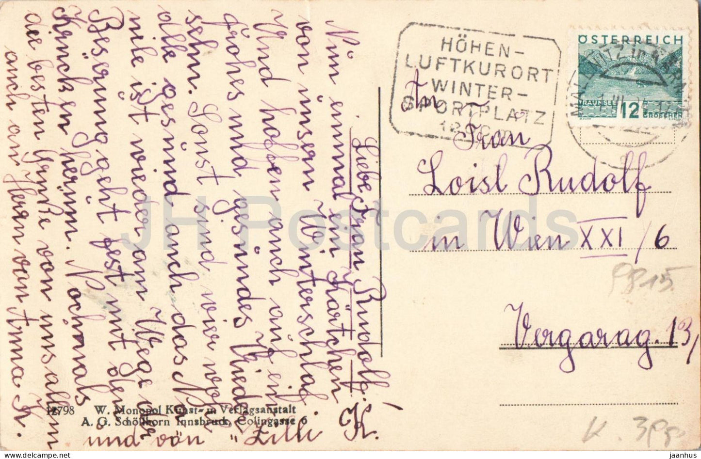 Tauernbahn - Ruine Ober Falkenstein - ruines du château - montagnes - 12798 - 1934 - Autriche - d'occasion 