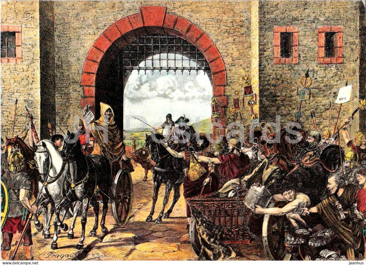 The Roman Mail - Romische Staatspost - horse - military - ancient world - 1984 - Germany - unused - JH Postcards